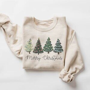 Christmas Trees Sweatshirt Merry Christmas Sweatshirt Holiday Sweater 24